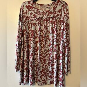 LOGO by Lori Goldstein Red and White Floral Tunic